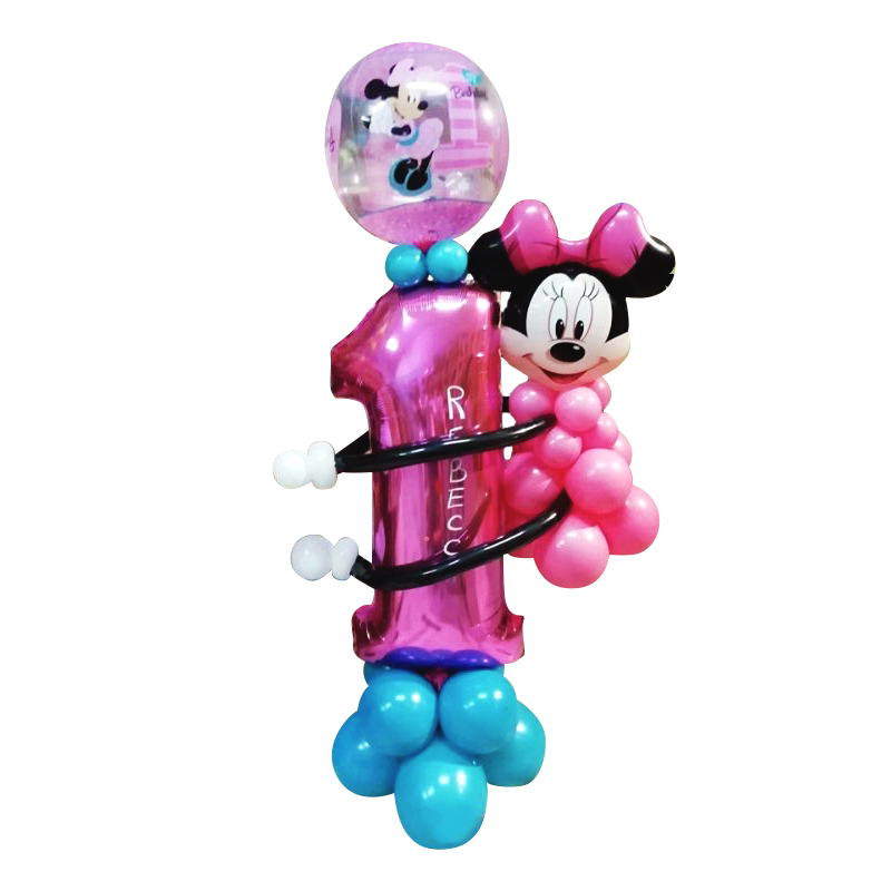 Colonna con numero da 1 metro, bubble e decorazione minnie