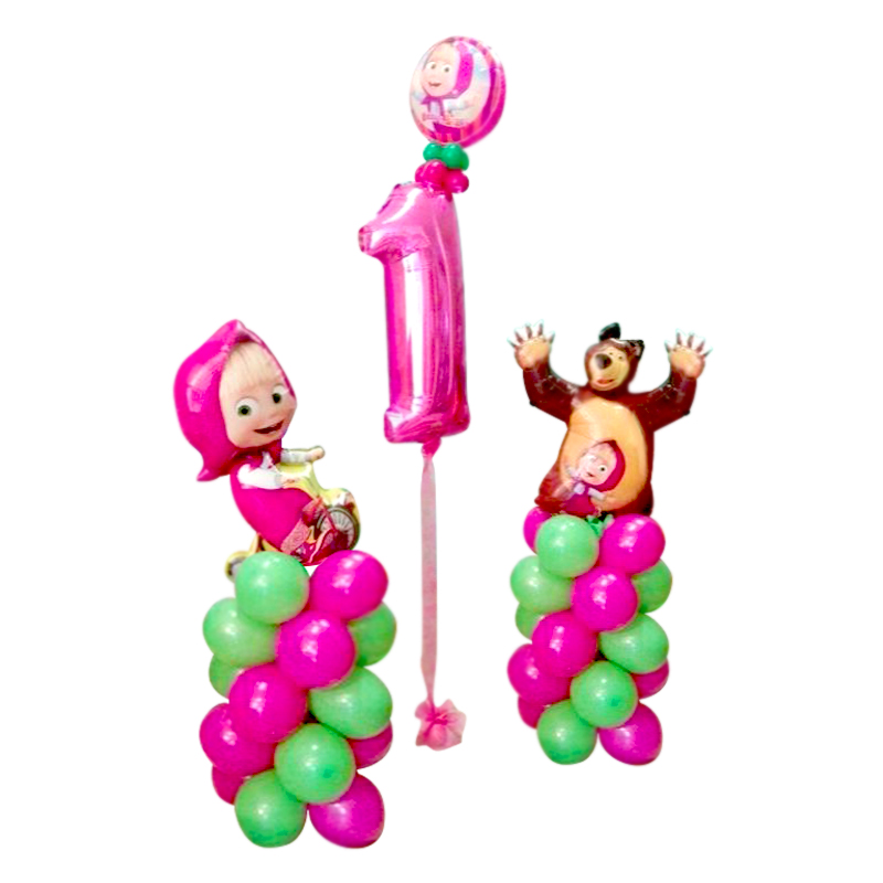 Kit festa primo anno con personaggio numero da 1 metro 2 colonne con  palloncino 80 cm - Momenti Felici